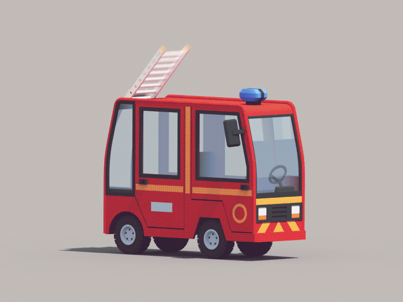 Cute Firetruck 3d animation c4d car fire firetruck gif illustration isometric paris truck