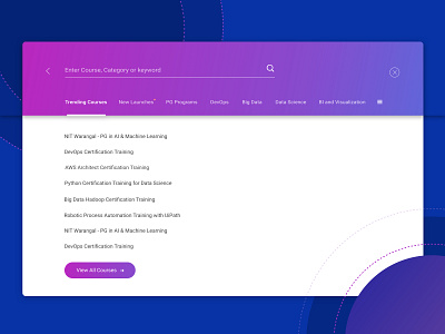 Search Page big data business intelligence data science design devops e learning education gradient new launches post graduate program search search bar search engine trending ui ux