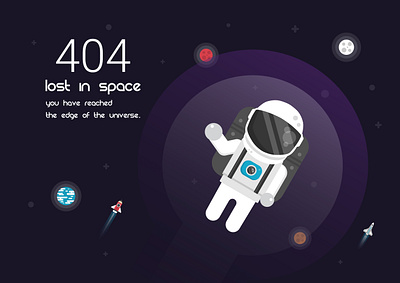 404 Error page (outer space) 404 error page astronaut astronomy background design education education website failure flat illustration internet maintenance moon problem science space spaceship technology ui vector