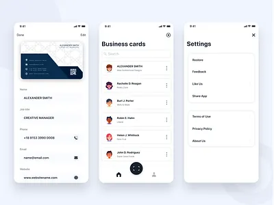 Business card reader app adobexd app business card design home mobile page reader scan scanner setting ui userinterface