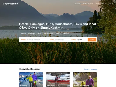 SimplyKashmir Landing Page branding clean design interface landing page minimal travel ui ux web web design website