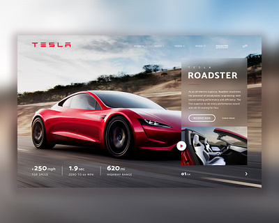 Tesla Roadster car design icon photoshop sketch tesla typography ui vector web web design