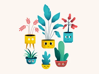 Many plants flowers illustration indoors plant plants pots texture