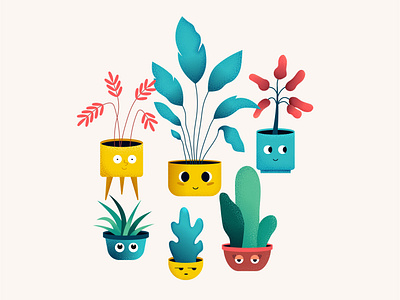 Many plants flowers illustration indoors plant plants pots texture