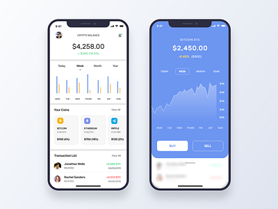 Currency Exchange App apple bitcoin blue cryptocurrency currency exchange digital currency ios minimal mobile app ui uiux userinterface