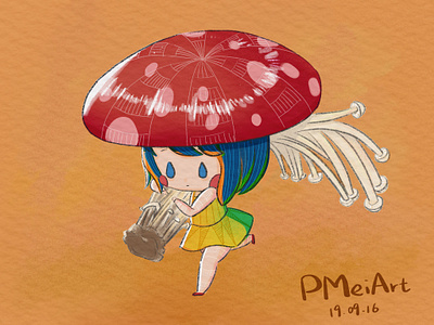 The Mushroom Girl cute design girl illustration