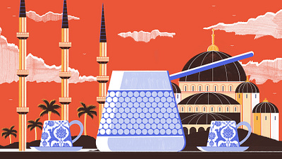Istanbul Coffee building coffee digital folioart illustration michael driver texture travel