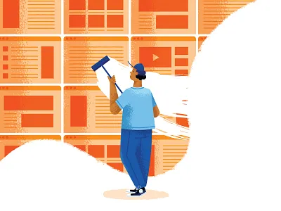 Online Activity browser history character erase flat illustration online activity texture