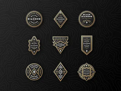 Black Diamond Badges badge black diamond diamond gold icons logo mountains