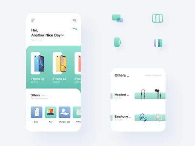The application of Rounded Rectangle. mobile ui