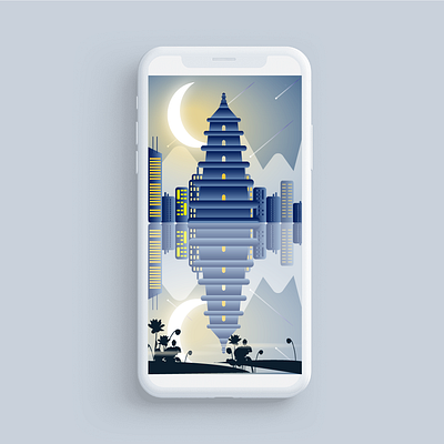 Illustration of Big Goose Pagoda app branding design flat identity illustration illustrator ui vector web