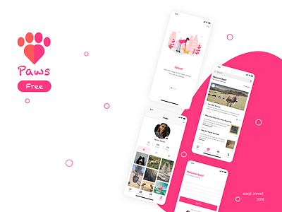 Paws - Pet Adoption/Social Media UI kit card design cards free ui free ui kit freebie illustration ios design layout design login screen payment pet adoption ui design pet adoption ui kit pet app social app social media design ui design ui kit ux ux design uxui