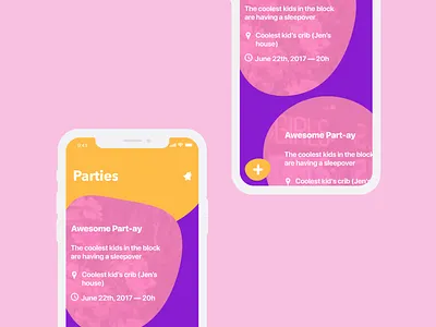 Partify — Main Screen Redesign app blob blobs bold colors bold fonts branding broken grid collection view design list list view organize party ui ui design ux ux design vector web