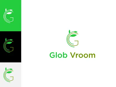 Glob Vroom logo G icon with leaf brand branding design ecology logo flat design g icon graphic design illustration leaf leafs logo vector