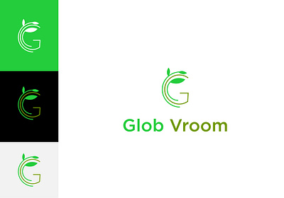 Glob Vroom logo G icon with leaf brand branding design ecology logo flat design g icon graphic design illustration leaf leafs logo vector