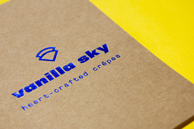 Vanilla Sky branding color crepes design foil stamp logotype restaurant typeface