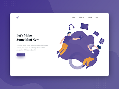 Let's Make Something New Page illustration mahatma gandhi quote web design