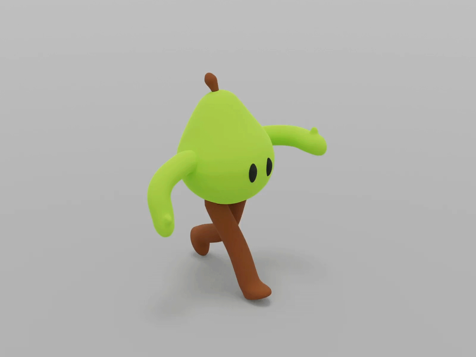 Shoutout to all the pear 3d 3d model 3d modeler blender blender3d blender3dart brown character character rigging cycle fruit green modelling pear walk walk cycle walkcycle