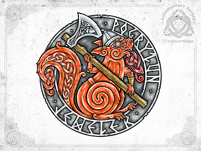 Ratatoskr animal axe celtic emblem illustration knotwork logo norse ornament pencil procreate ratatoskr sketch squirrel viking