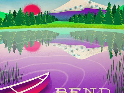 Bend Oregon bend bend oregon environment illustraion landscape landscape illustration mountain poster procreate procreateapp ripple sunset texture trees