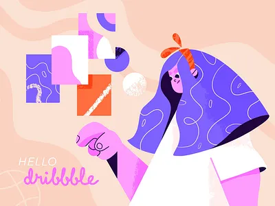 Hello Dribble character design character illustration debut dribble art flat design illustration motion graphics design procreate illustration
