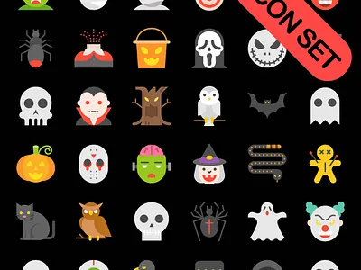 Halloween vector Icon set 31 background banner bat black card cartoon celebration character cheerful children costume cute decoration devil dracula flyer friends fun halloween