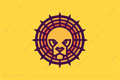 Lion with Halo Logo (for sale) animal beast cat face feline halo head hunter jungle king lion logo for sale mascot nature predator safari security star wildlife