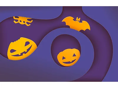 Halloween banner 3d banner flat flat design halloween illustration jack o lantern minimal paper paper cutting pumpkin vector