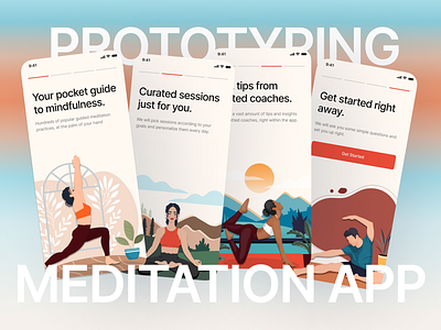 Meditation App Prototyping app app design brand idenity branding creative design design design thinking figma framer illustration illustrator midjourney photoshop product design prototyping ui ui design ux design visual design web design