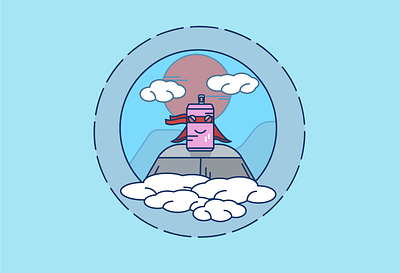 Bango can clouds design illustration ninja pink soda sun super super hero vector