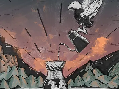 V60 Coffee Beast coffee illustration ink