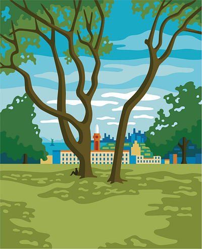 Sunset Park Trees brooklyn illustration landscape park trees vector