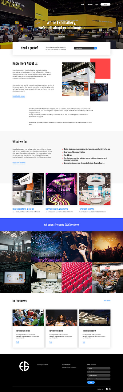 Landing Page l Expo Gallery events website ui web design