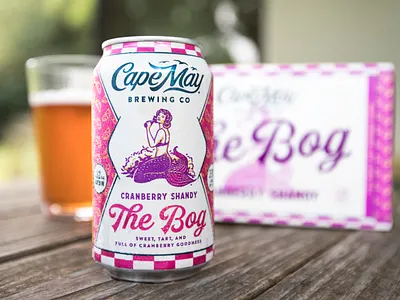 The Bog beer illustration mermaid packaging script typography