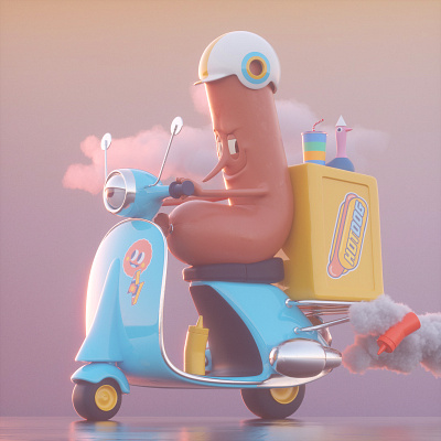 SALCHICHA 3d c4d character food octane persona render vector