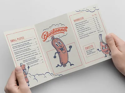 Bluebonnet Barbecue Branding branding character design creative design halftone illustraion logo logo design menu design packaging restaurant typography wiltshire