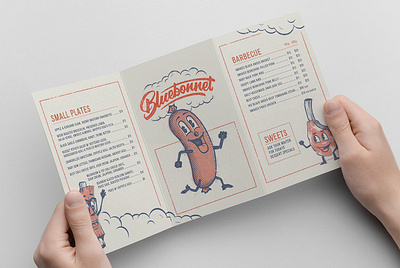 Bluebonnet Barbecue Branding branding character design creative design halftone illustraion logo logo design menu design packaging restaurant typography wiltshire