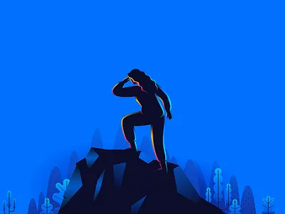 the Woman Leader blue illustration landingpage leader leadership mountain top travel ui vector woman