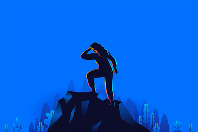 the Woman Leader blue illustration landingpage leader leadership mountain top travel ui vector woman