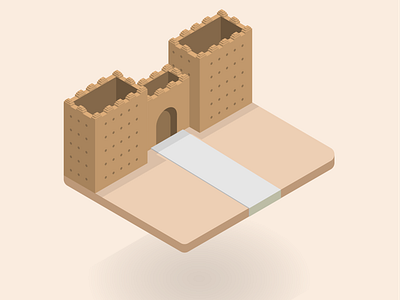 Elgherbi Door Oujda. 2d 3d arabic building door illustration isometric morocco oujda