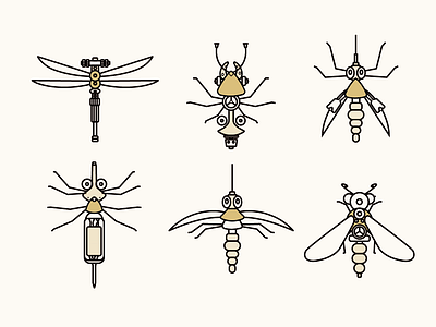 insects icons vector