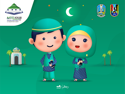 Mascot MTQ XXVIII Jatim 2019 3d 3d mascot app artwork branding child design illustration jawa timur kids mascot mascot character mascot design mascot logo muslim praying tuban vector