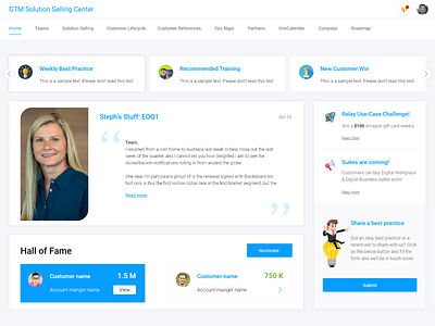 GTM Solution Selling Center calendar dashboad partners selling solution system ui ui design ux ux design web design