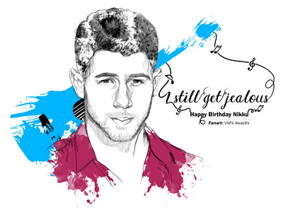 Happy Birthday Nick Jonas birthday illustration portrait