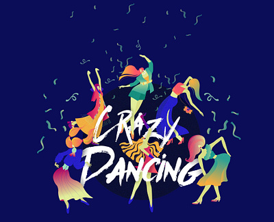 Crazy dancing branding design flat icon illustration illustrator ui vector