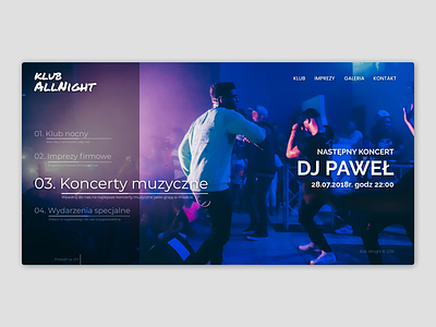 Club design landing page typography ui ux website