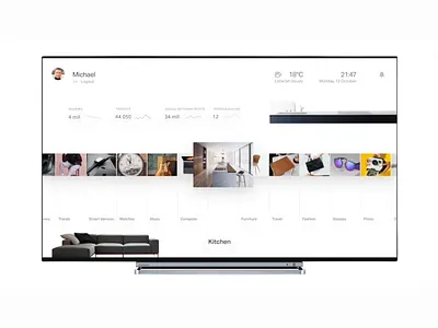 TV shopping experience for Natural AI 3d ai animation big clean furniture motion oem samsung screen simple smart tv tv app ui ux voice wave