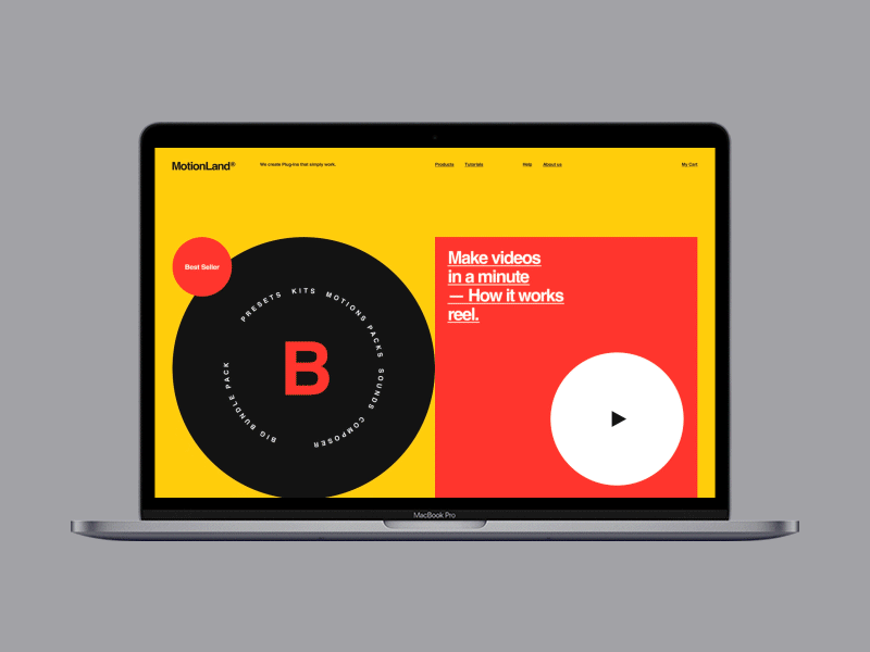 MotionLand animation desktop minimal motion principle promo typography ui web website