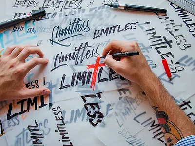 LIMITLESS LOGO SKETCHES brand identity branding brushlettering custom type customlogo design icon lettering lettering logo letteringprocess logo logodesign logotype sketch typespiration typespire
