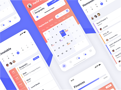 Back to School 🎒 app bright calendar dashboard kids mobile app school tasks timetable ui ux